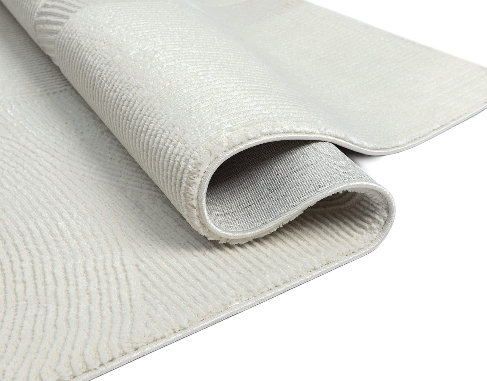 the carpet Lima Tappeto di design sostenibile ed ecologico, morbido e facile da pulire, effetto 3D, lavabile, pile 100% poliestere riciclato, crema, 160 x 230 cm