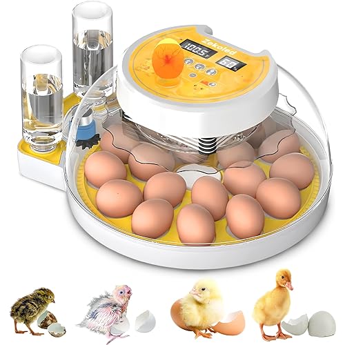 Incubators for Hatching Eggs, Incubator with Automatic Egg Turning and Humidity Control, 18-60 Egg Poultry Incubator with Automatic Water Adding, 360° View Brooder Plate
