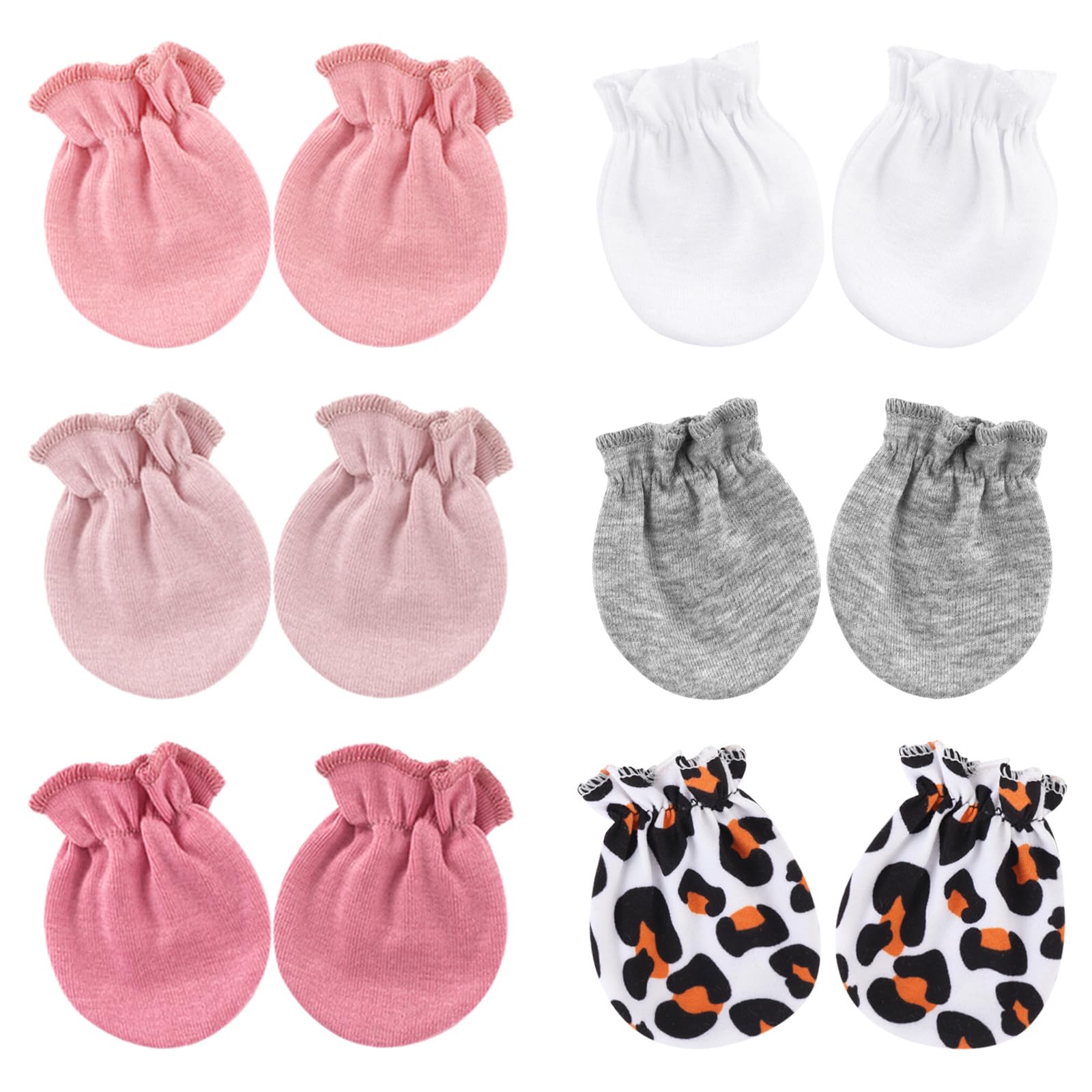 DRESHOWBQUBO Newborn Infant Toddler Mittens No Scratch Cotton Elastic Wrist Gloves Hypoallergenic for 0-6 Months Baby Boys Girls