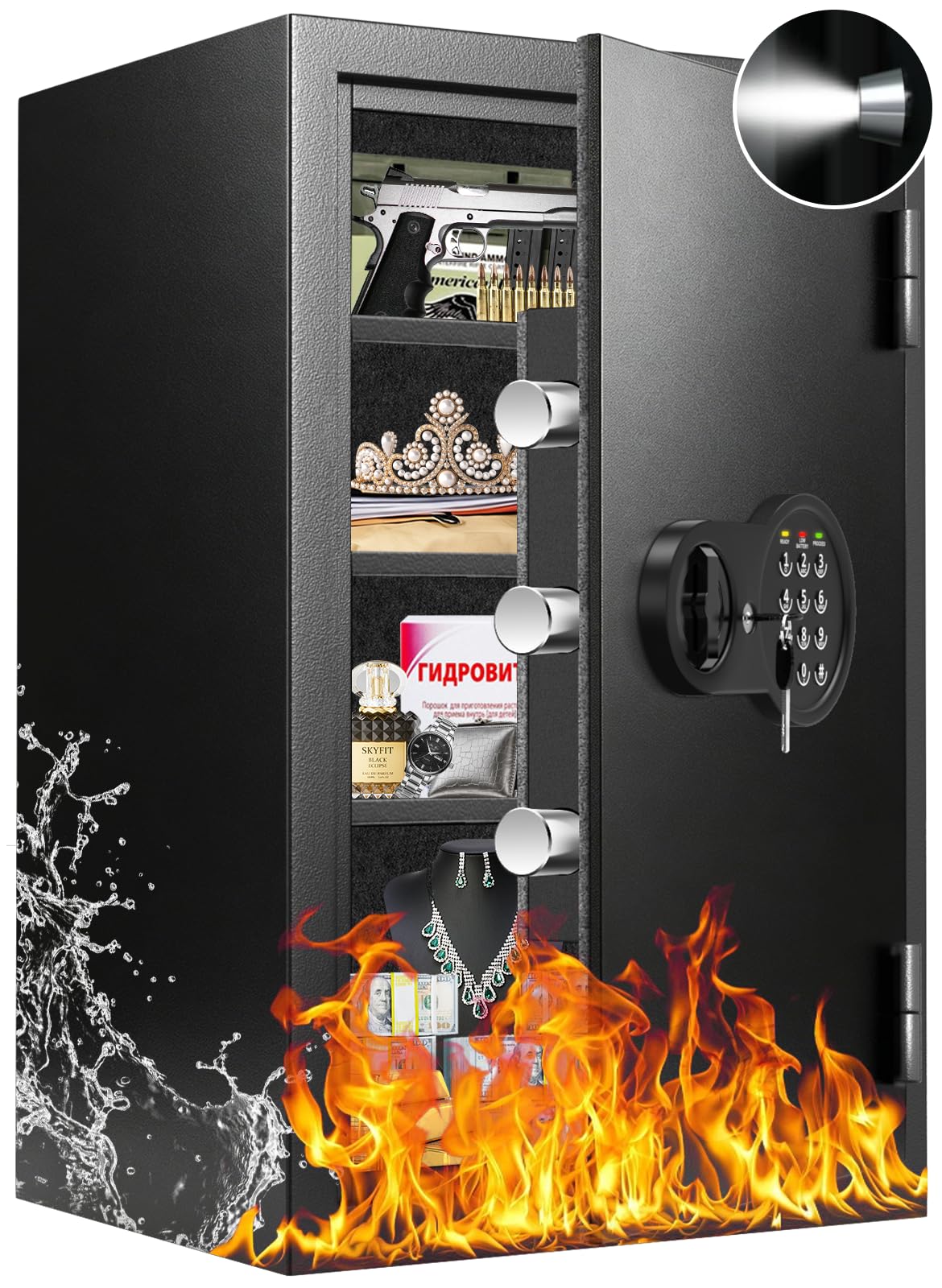 Photo 1 of Mitlvge 35-Min Fireproof Safe Box, 23.4'' Tall, Black