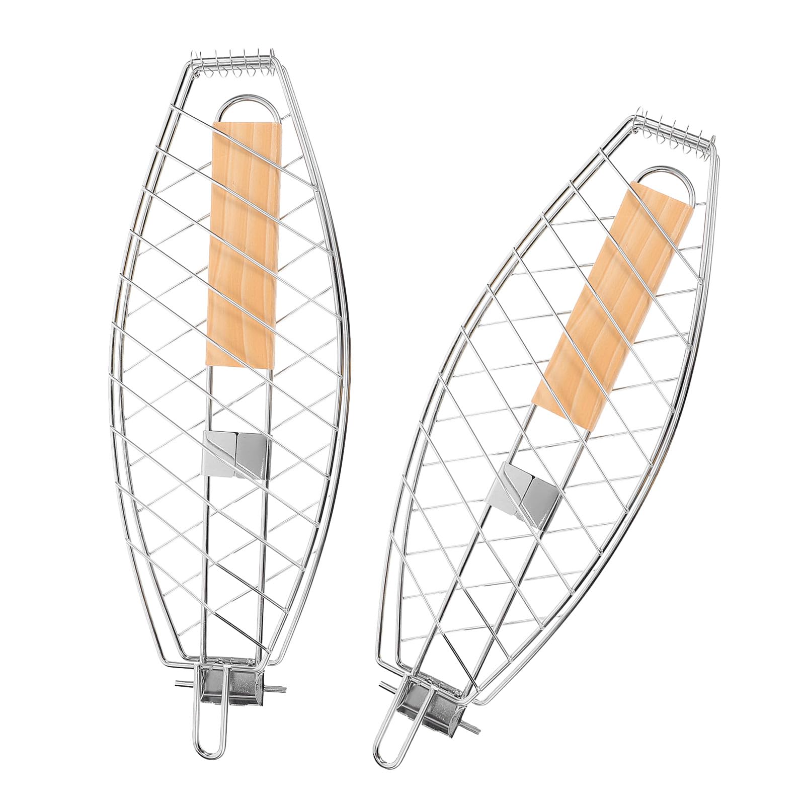 Panier à poisson pour barbecue pliable et détachable en acier inoxydable - Lot de 2