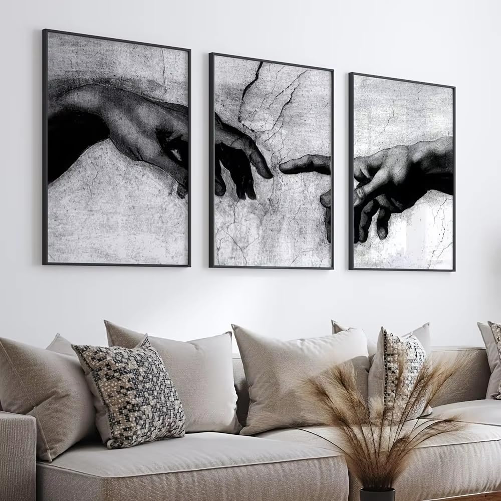 Cuadro decorativo de pared estilo retro "Dios Negro Vintage" (60x80cm (24x31in) x 3 / Sin marco)