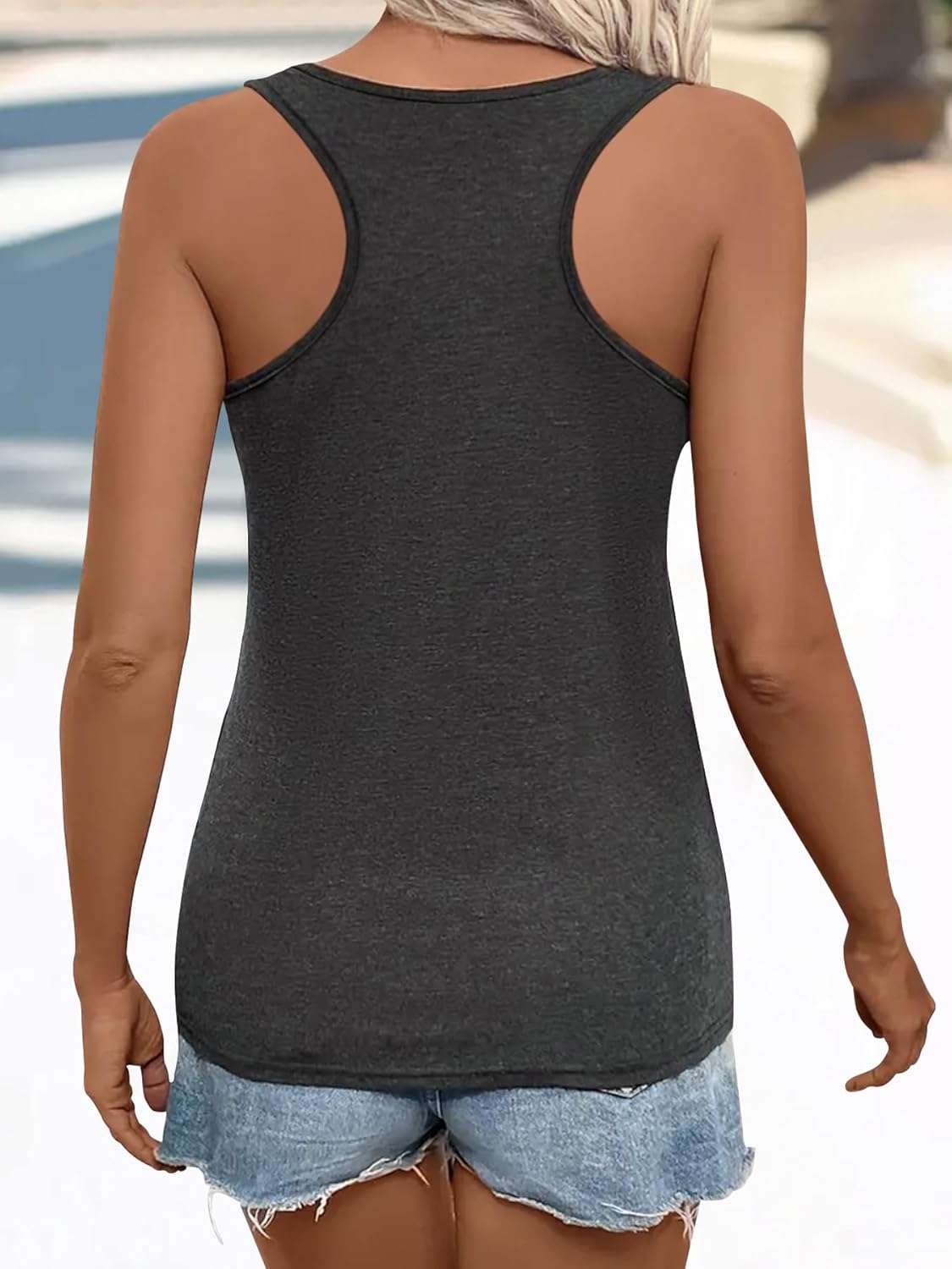 Vintage Graphic Tank Tops for Women Summer Beach Graphic Loose Tanks Vest USA Flag Vacation Racerback Tank Cami - Image 2