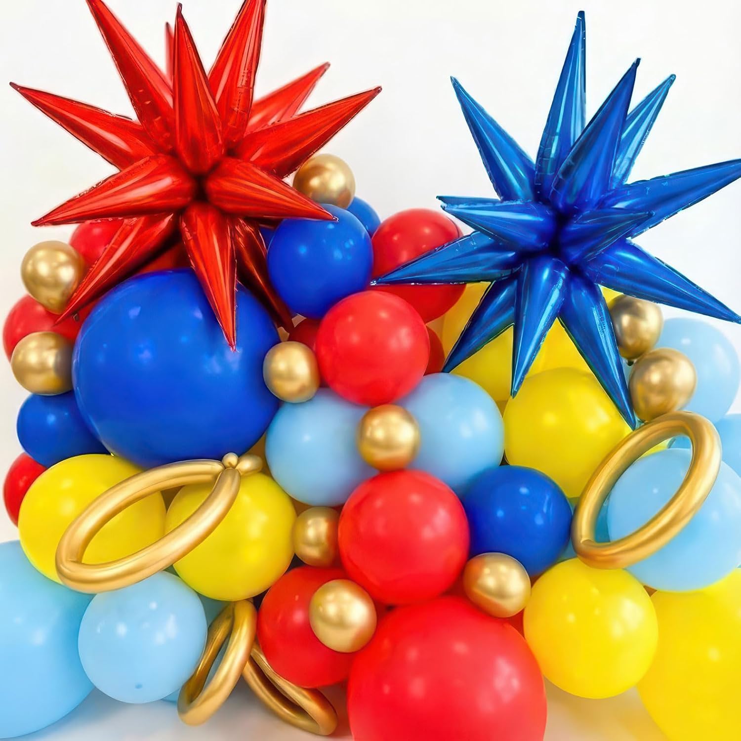 Super Hero Hedgehog Theme party decorations with 107Pcs Red Blue Yellow Gold Balloon Garland Arch Kit foil lightning Star balloons birthday banner for kids cartoon themed Baby Shower decor - Image 4