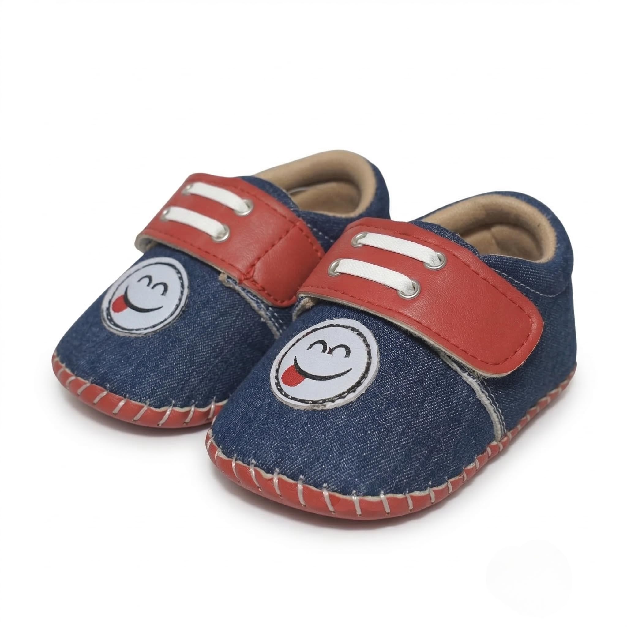 safeaura Baby Boys Shoes (3–12 Months) Soft Sole Lightweight Infant Walking Shoes | Baby Shoes for Boys & Girls Adjustable Strap Cartoon Smile Booties-picture-53