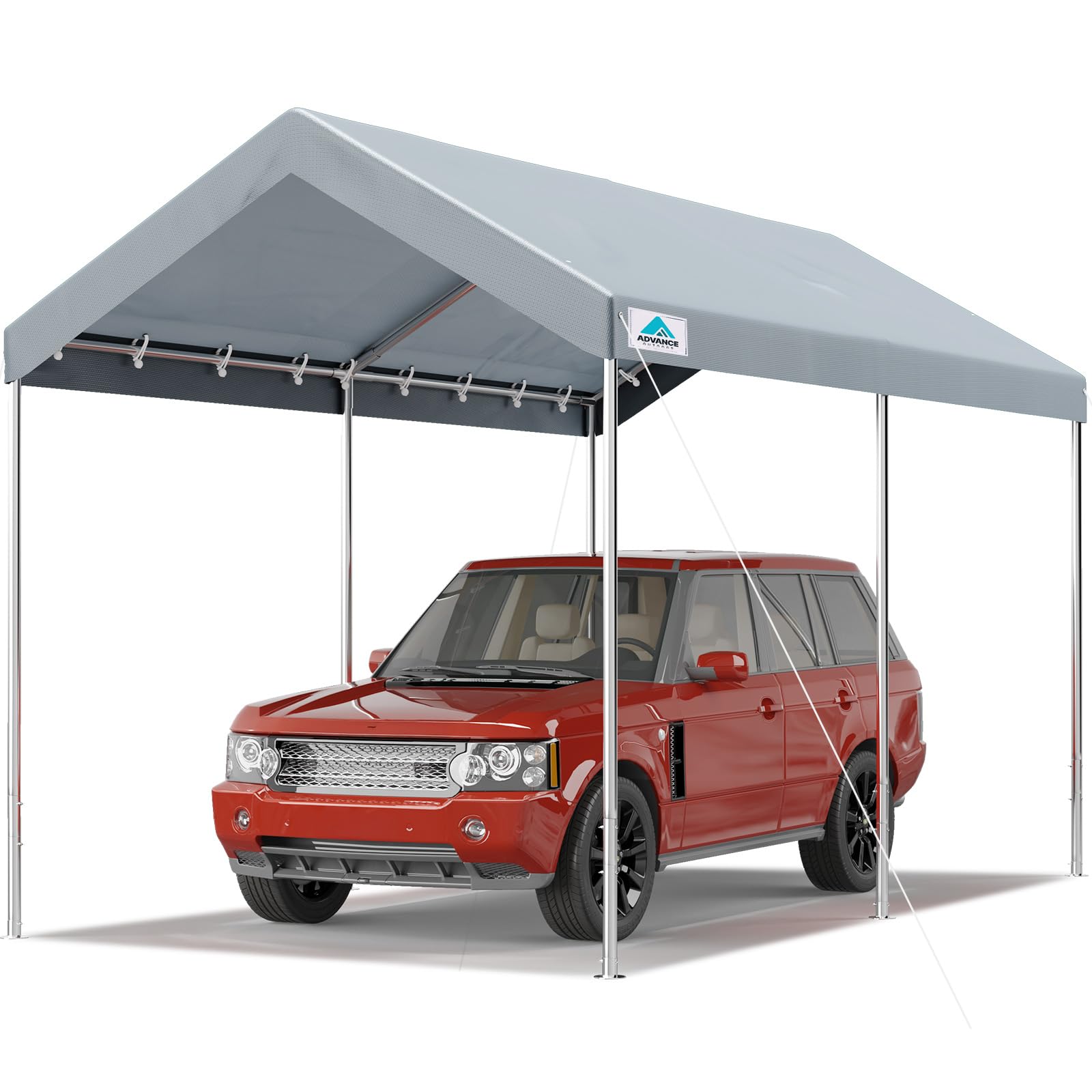 ADVANCE OUTDOOR 10x15 ft Heavy Duty Carport Potable Car Canopy Garage Party Tent Boat Shelter, Adjustable Height from 9.5 ft to 11 ft, Gray