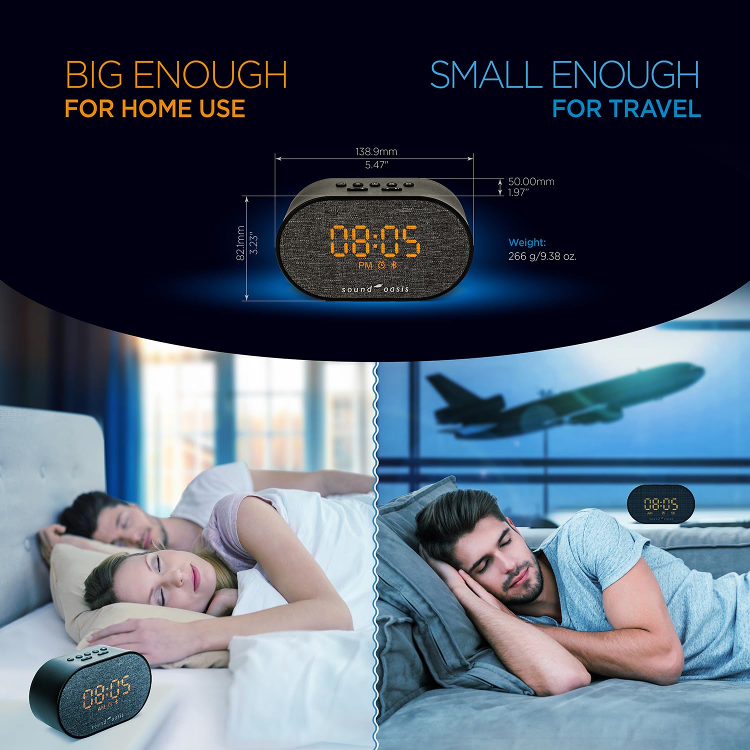Oasi Sonora Sveglia Bluetooth Tinnitus Sound Therapy BST-150T - dormire meglio, gestire e mascherare l'acufene, 30 suoni integrati