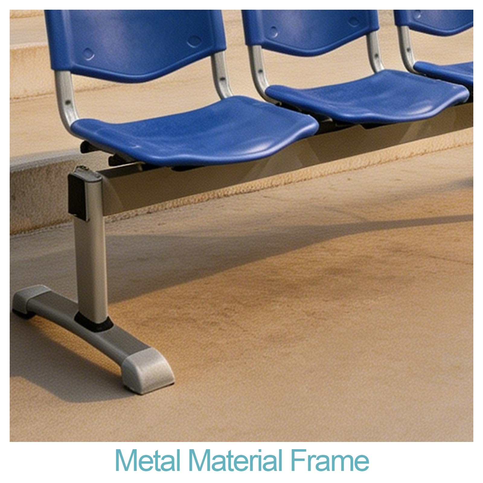 3 Sitzer Empfangsbank, Metallgestell, Tragkraft 600kg, 150x81x52cm, Kunststoff-Empfangsbank für Parks und Salons(Blue)