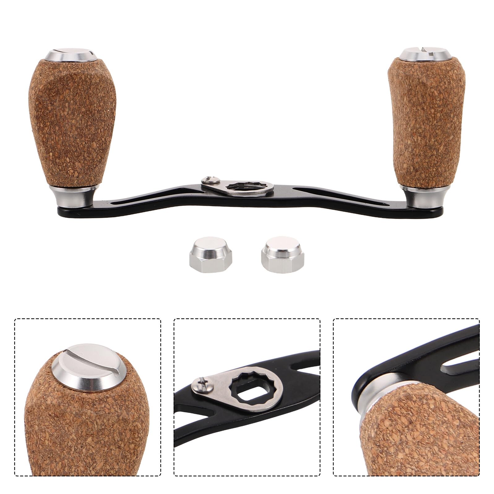 Accesorio de Manivela para Carrete de Pesca Baitcasting 4 Rodamientos, Perilla de Madera, Compatible Mano Izquierda y Derecha, Repuesto para Pesca en Lagos