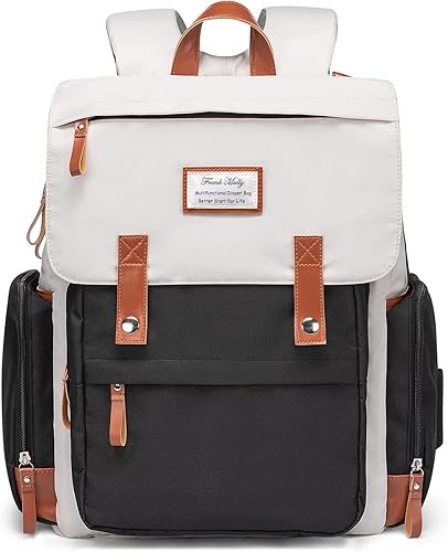 Bolsa de pañales Frank Mully - Bolsa de bebé grande multifunción de viaje para mamá y papá, Verde ejército, L