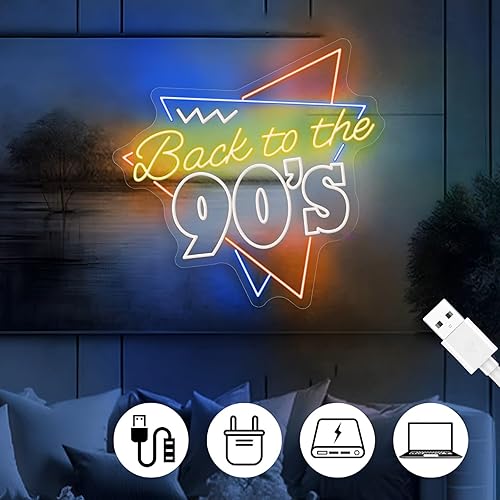 Miniatura 4 de Back To The 90s Neon Sign Retro 90s Party LED Neon Light, Retro Light Up Sign for Home Bar Lounge Game Room Birthday Party Nostalgic Event Venue