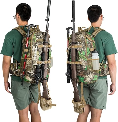 Miniatura 6 de Mochila de caza al aire libre Equipo de caza Paquete de caza con arco y rifles sistema de transporte para caza. (camuflado-caqui)