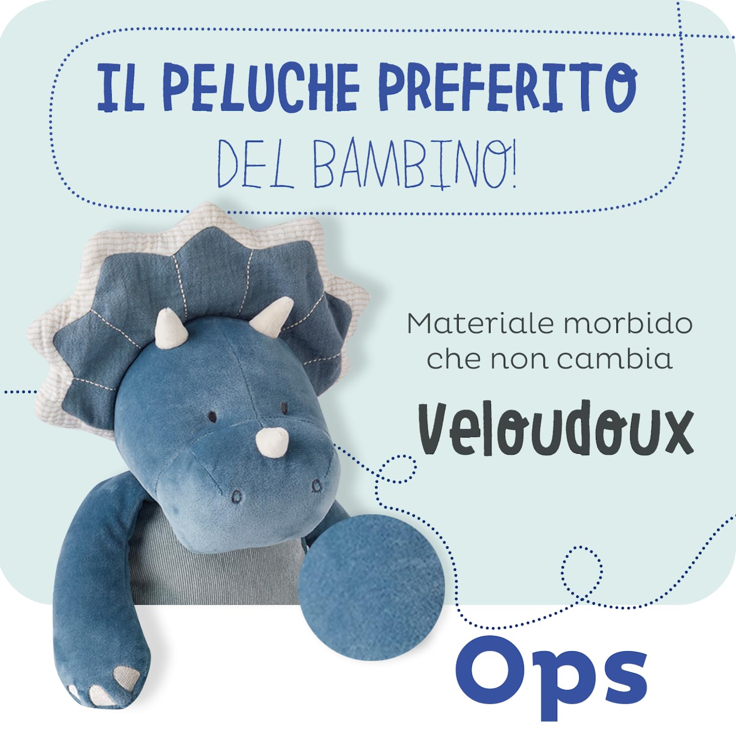 Noukie's - Doudou per Bambini - Peluche Gigante Ops - Doudou in Cotone Bio - Misura Adatta ai Bambini (80 cm)