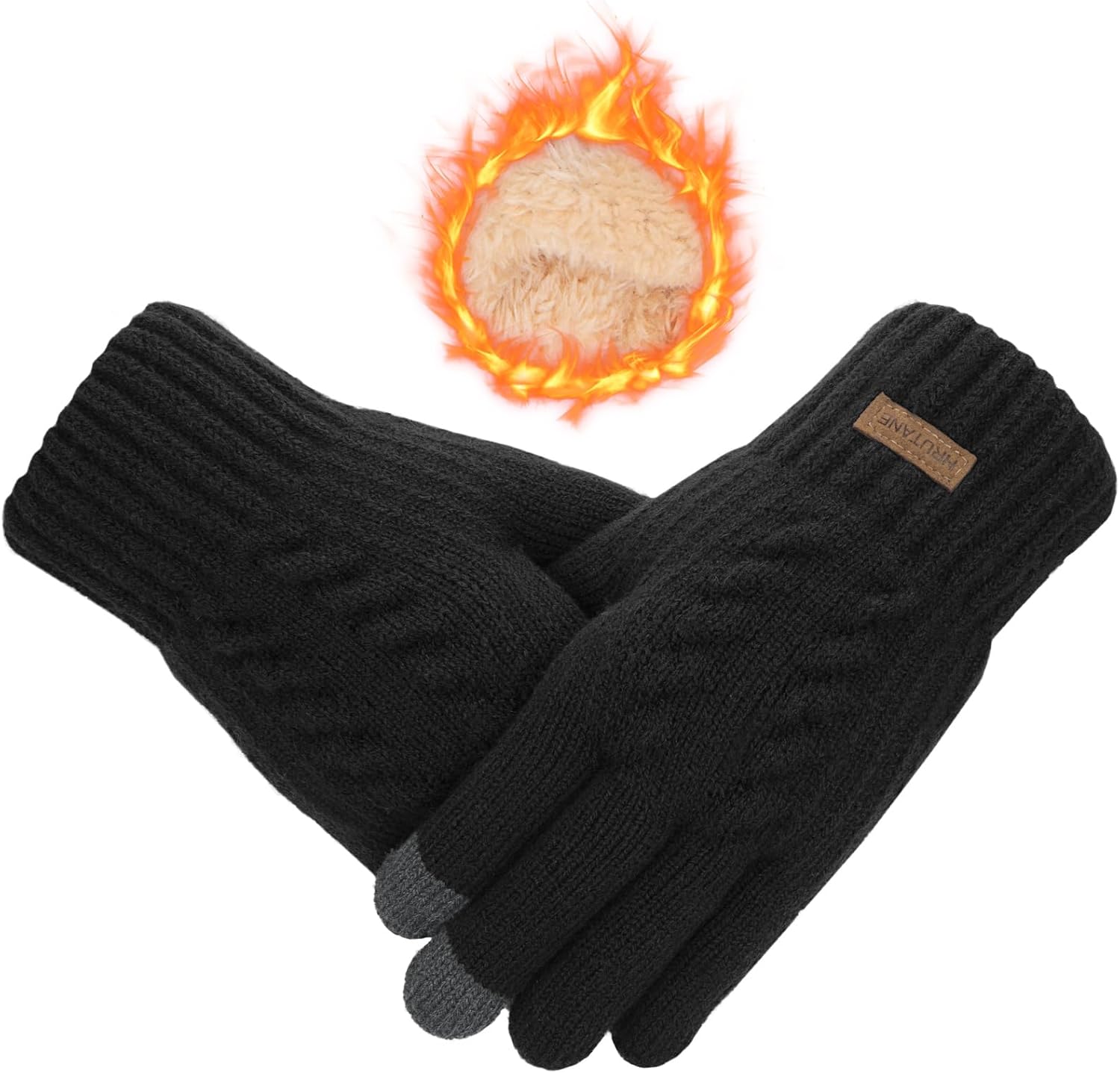 Womens Winter Gloves Cold Weather Warm Knit Touchscreen Fingers Elastic Cuff Soft Lining Thermal Dual Layer Glove - Image 2