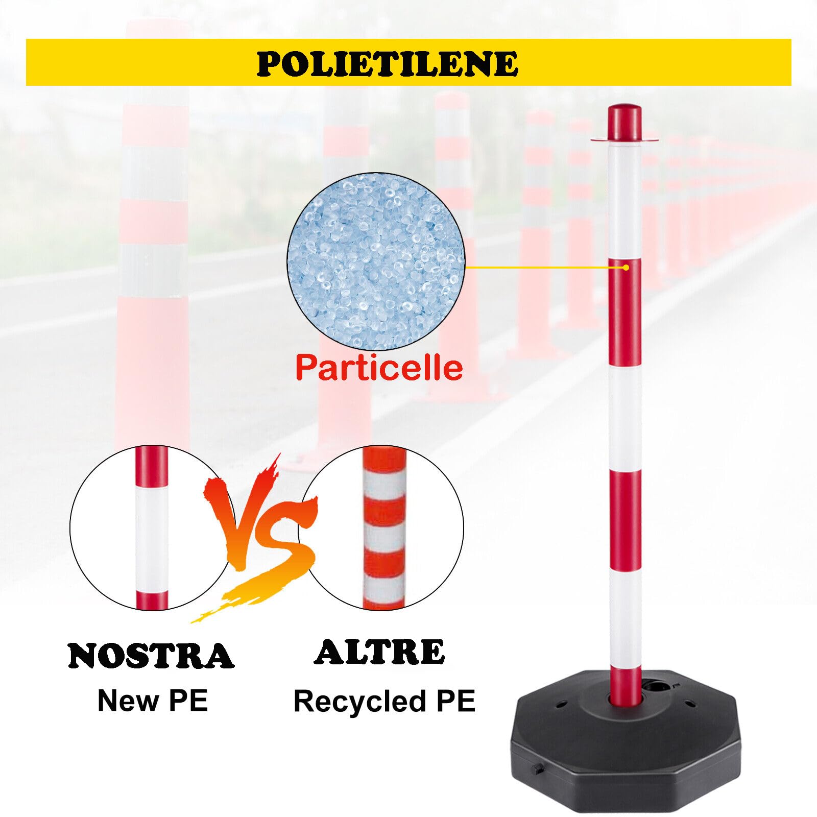 DMS- SET 10 PALETTI SEGNALETICI/PARCHEGGIO + CATENA DA 15 MT + 18 GANCI AD ESSE