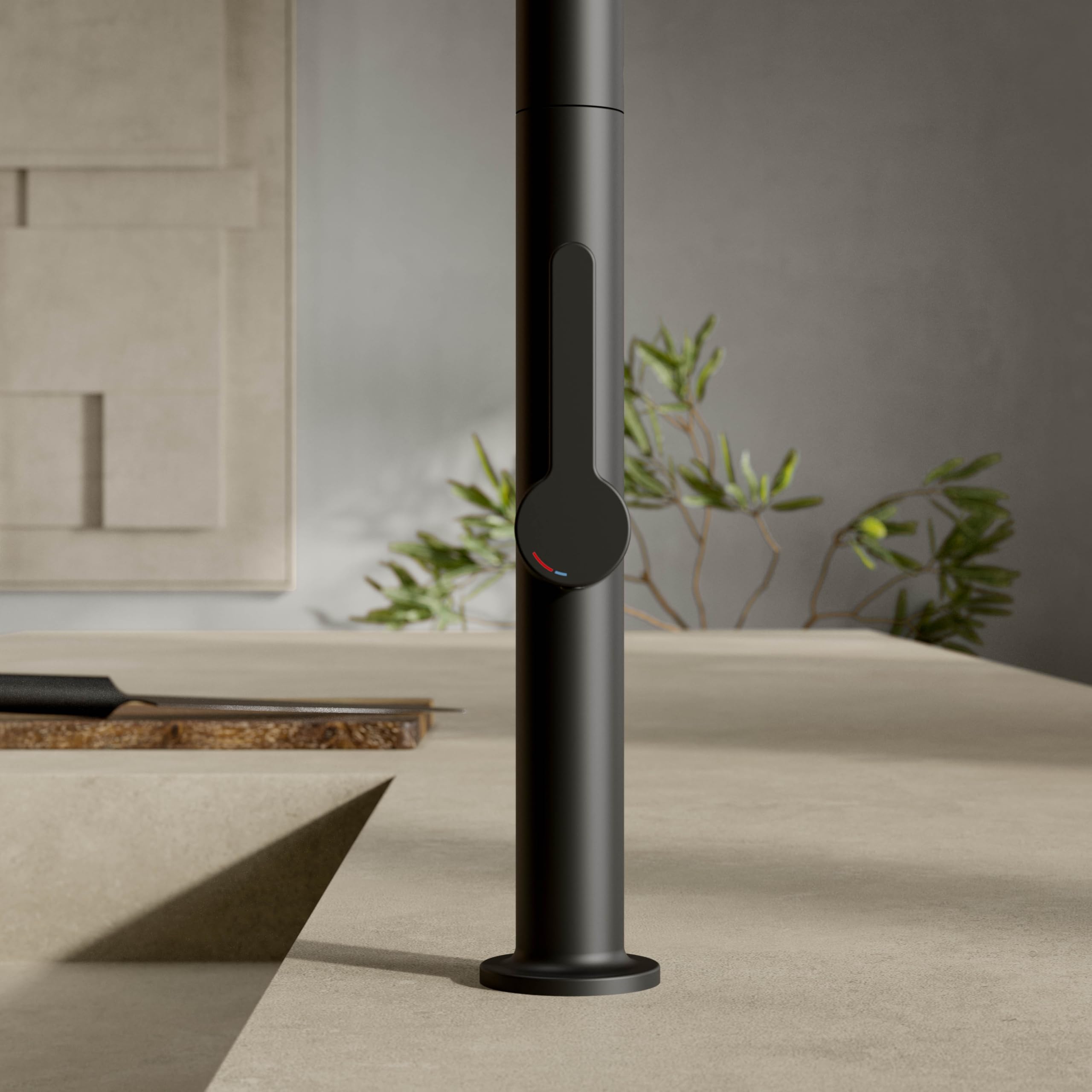 KLUDI Rubinetto cucina Aurea (nero opaco) - Girevole a 360 gradi Miscelatore monocomando per lavello con tubo estraibile e doccetta con pulsante di commutazione, 2 modalità, rubinetto cucina