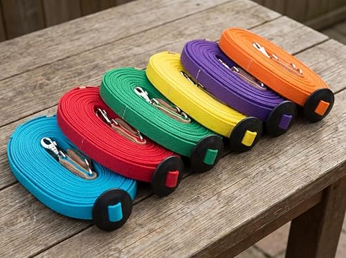 Miniatura 8 de Southwestern Equine - Línea de estocada de tela plana de algodón de 35 pies con broche de perno y tope de goma, (35 pies, zafiro)