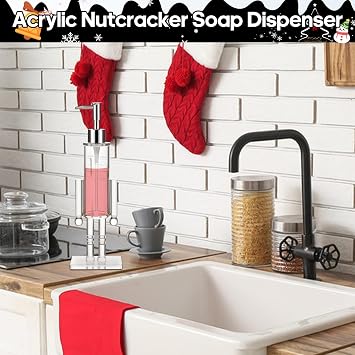 Clear Acrylic Nutcracker Soap Dispenser Christmas Nutcracker Bottle (36cm)