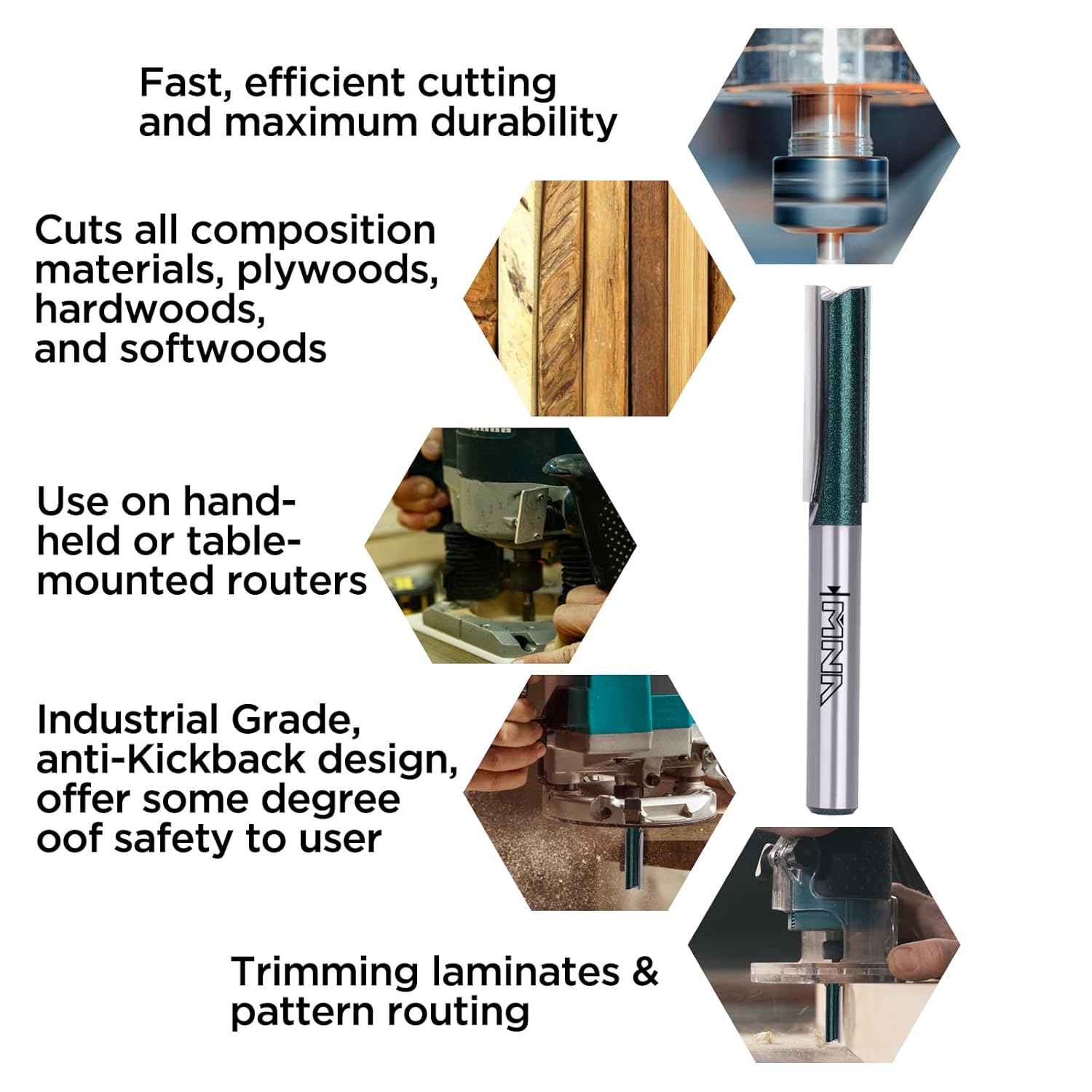 MNA 5/16" (Dia.) Double Flute Straight Bit with 1/4" Shank (04-118)