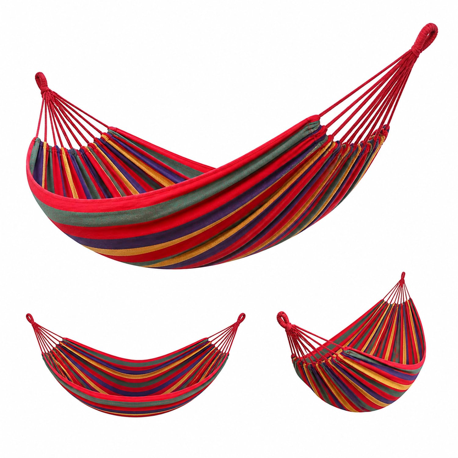Amaca Da Esterno E Camping Con Borsa Da Trasporto Cinghie E Moschettoni Compresi Design Anti Ribaltamento Cotone Resistente Portata 300 Kg 210 x 150 Cm Rosso