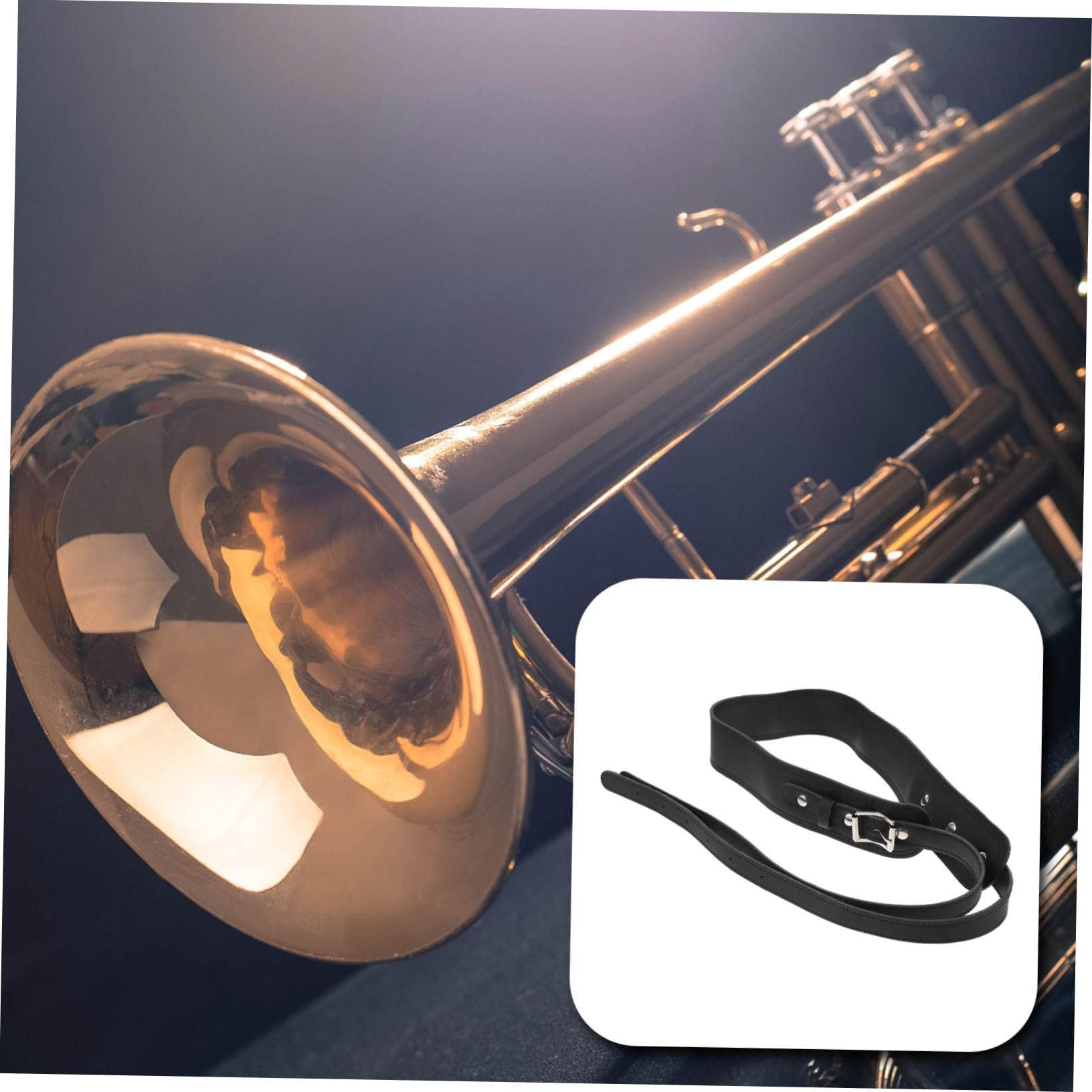 Verstellbarer Tuba Gurt aus Leder für Bariton Schwarz Weihnachten Party