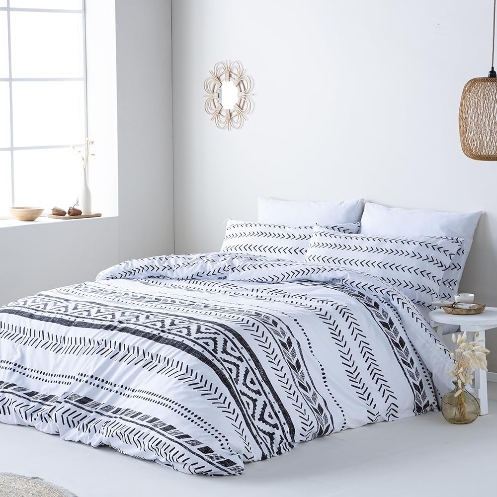 COTTON ARTean Funda Nordica Reversible ESVA Gris Cama de 180 Cierre con Botones HIPOALERGENICA