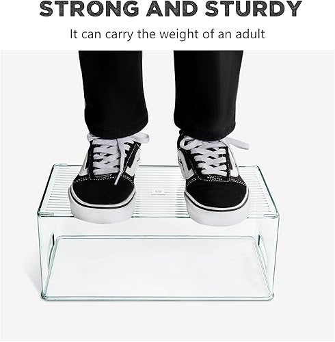 Miniatura 8 de Paquete de 8 cubos organizadores de congelador, transparentes y apilables con asas laterales, organizadores de refrigerador y almacenamiento