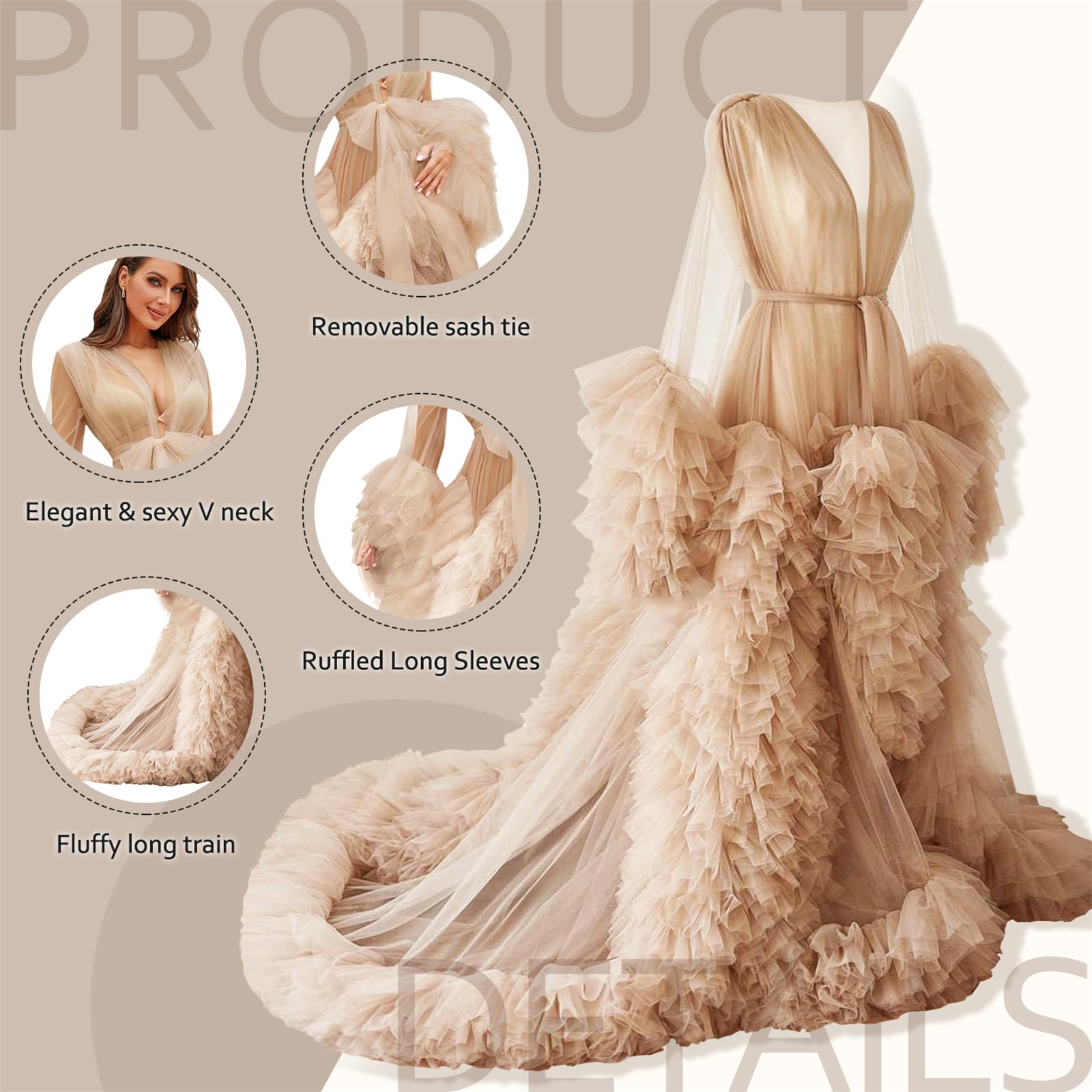 Robe de maternité en tulle pour femme - Kimono - Perspective - Photographie pour fête prénatale
