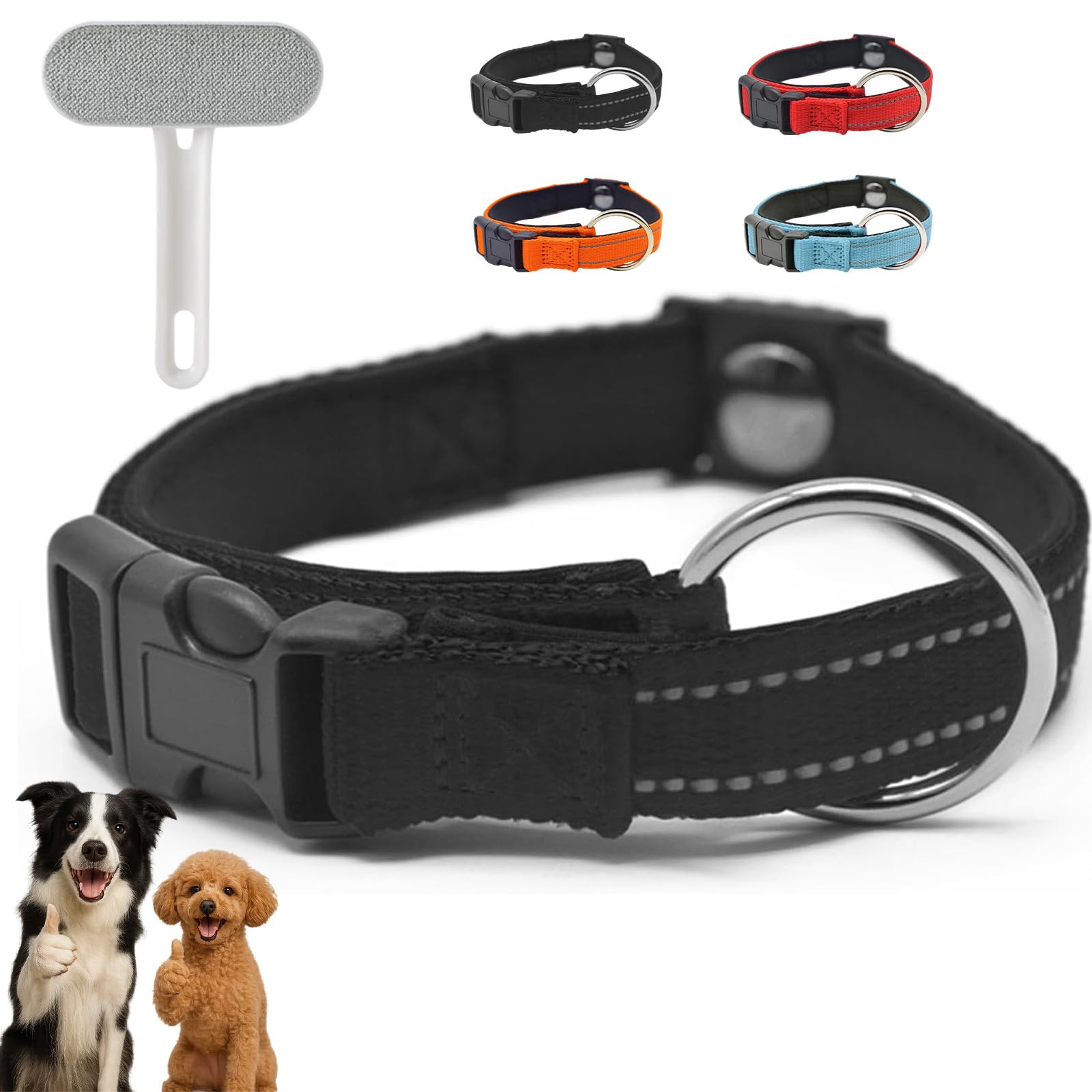 Magnetic Dog Collar, Strong Buckle Adjustable Collar, Magnetic Safety Reflective Dog Collars for Small Medium Large Dogs (black)