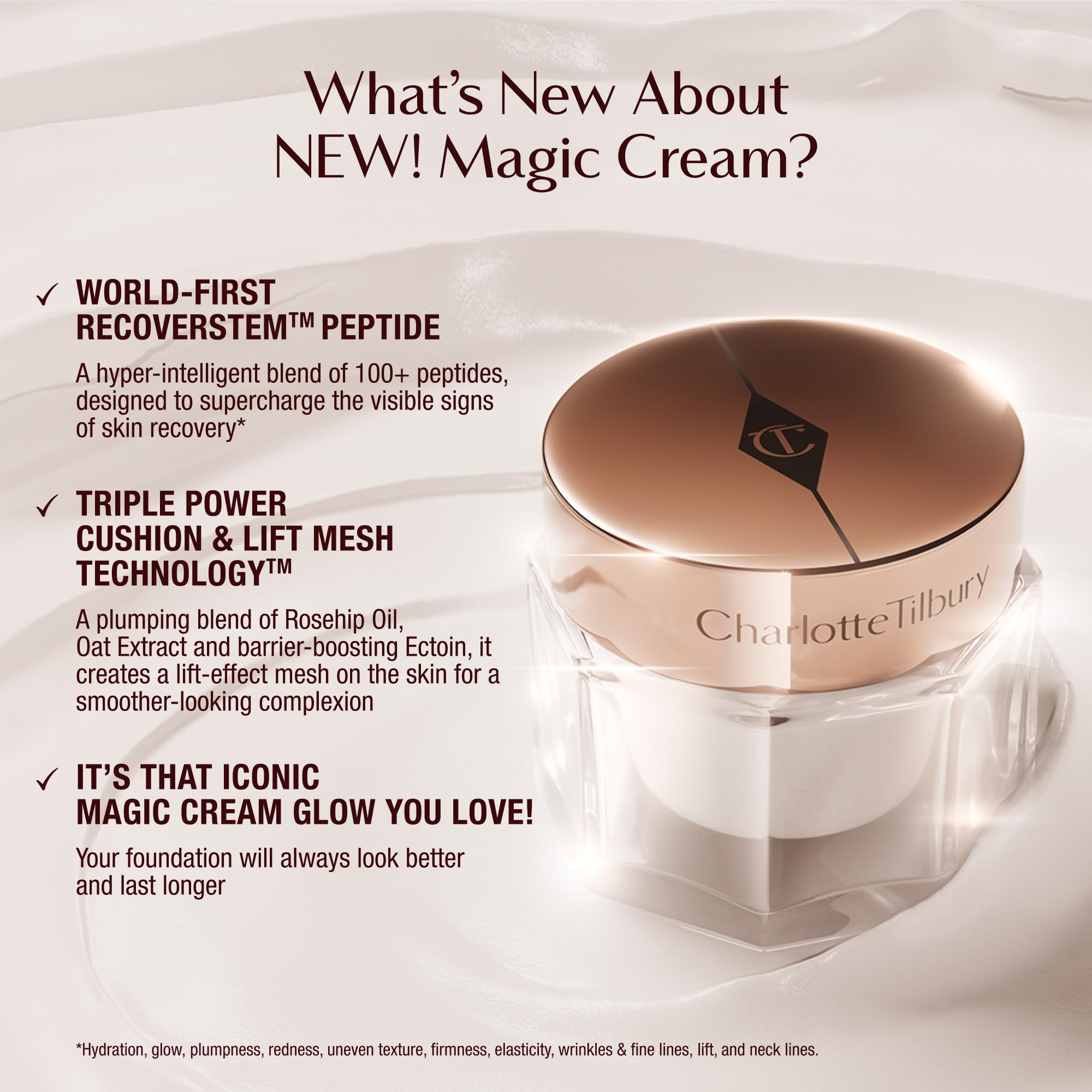 Charlotte Tilbury Magic Cream Face Moisturizer - Firming & Hydrating Face Cream to Create a Smoother-Looking Base for Makeup - Enriched with Vitamins C & E, Peptide Complex & Hyaluronic Acid