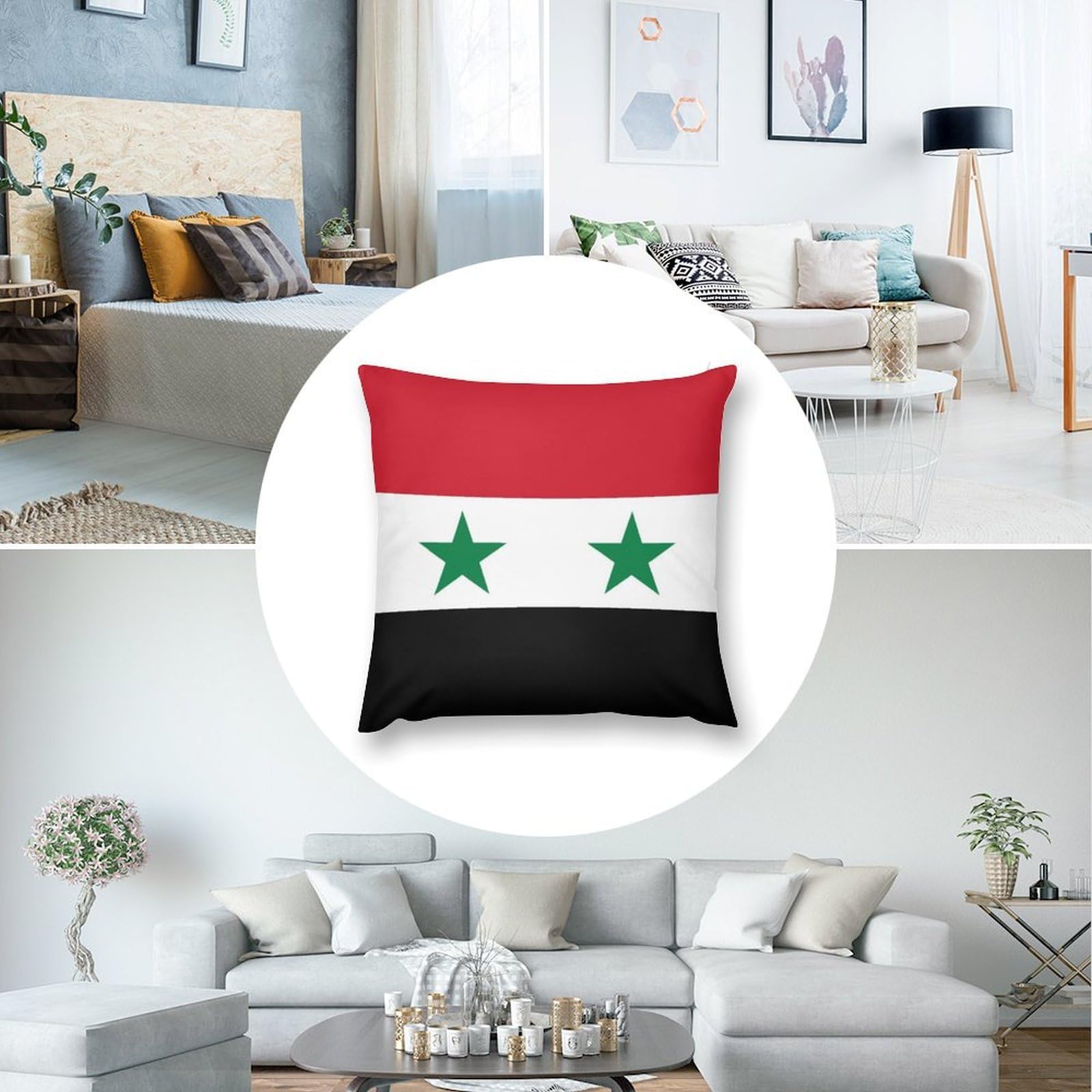 Copricuscini Corti In Peluche Morbidi Copricuscini Decorativi Quadrati Federa Morbida Con Stampa Bandiera Siriana Confezione Da 4 Per Arredamento Casa Divano 60 X 60 Cm