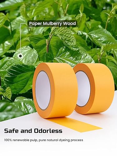 Miniatura 5 de Lichamp Paquete de 10 cintas adhesivas amarillas de 2 pulgadas, cinta Washi naranja para manualidades y artes artísticas, pintura, decoración, 1.9