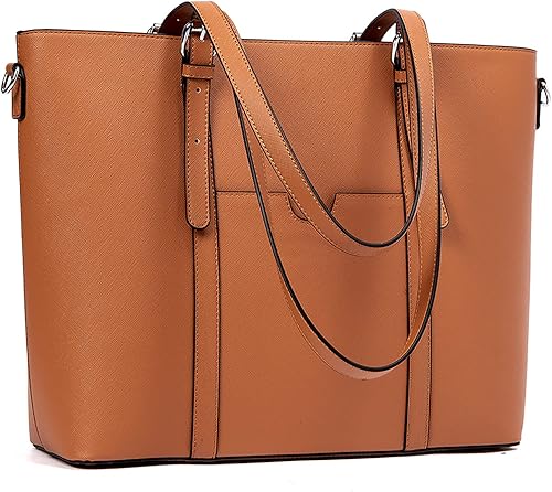 BROMEN Maletín para mujer de 15.6 pulgadas, bolsa de mano para laptop de cuero vintage, bolsos de trabajo, Cuero