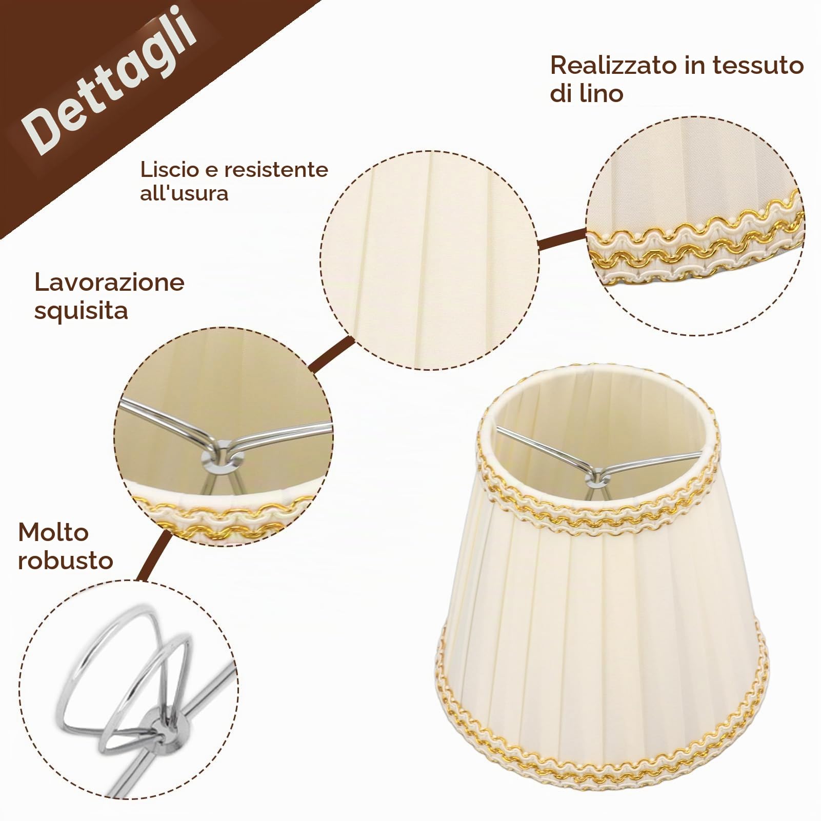Cyrank Set di 6 Paralumi per Lampadario Piccolo, Paralume Piccolo per Lampadario a Clip su Paralume per Lampadario Lampadine a Candela Accessori per L'illuminazione