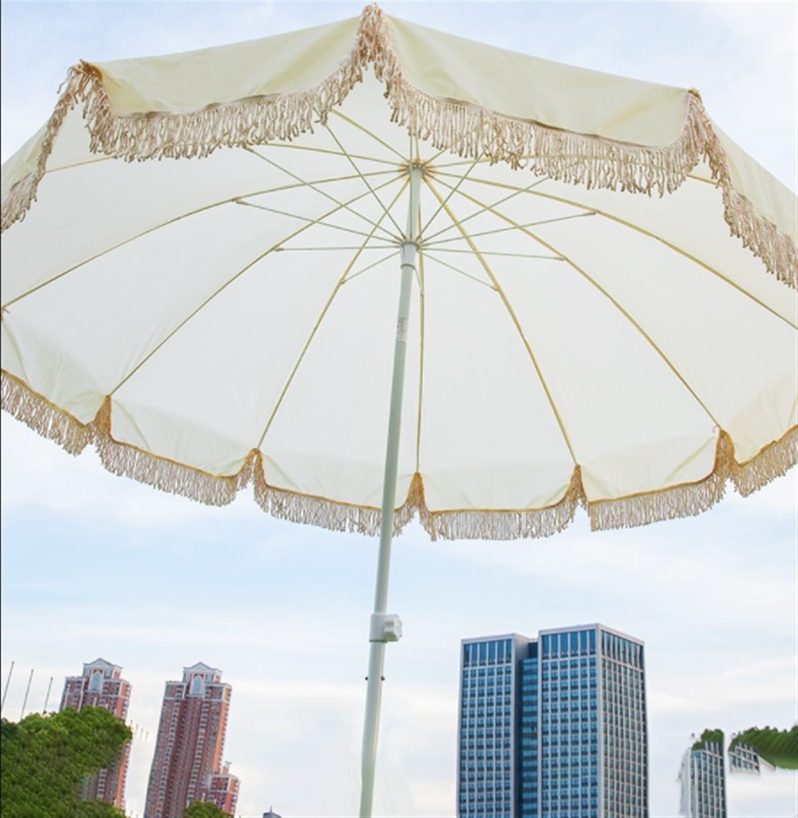 LYGSWDB Habrur Parasol Parasol ogrodowy Parasol ogrodowy Parasole tarasowe Parasol plażowy z frędzlami na zewnątrz Ogród plażowy Bez podstawy Odcień parasola plażowego