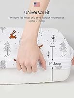 Vista 4 de TotAha Paquete de 2 sábanas de cuna de animales de la selva para niñas y niños, sábana bajera para cuna neutra para colchón estándar de cuna