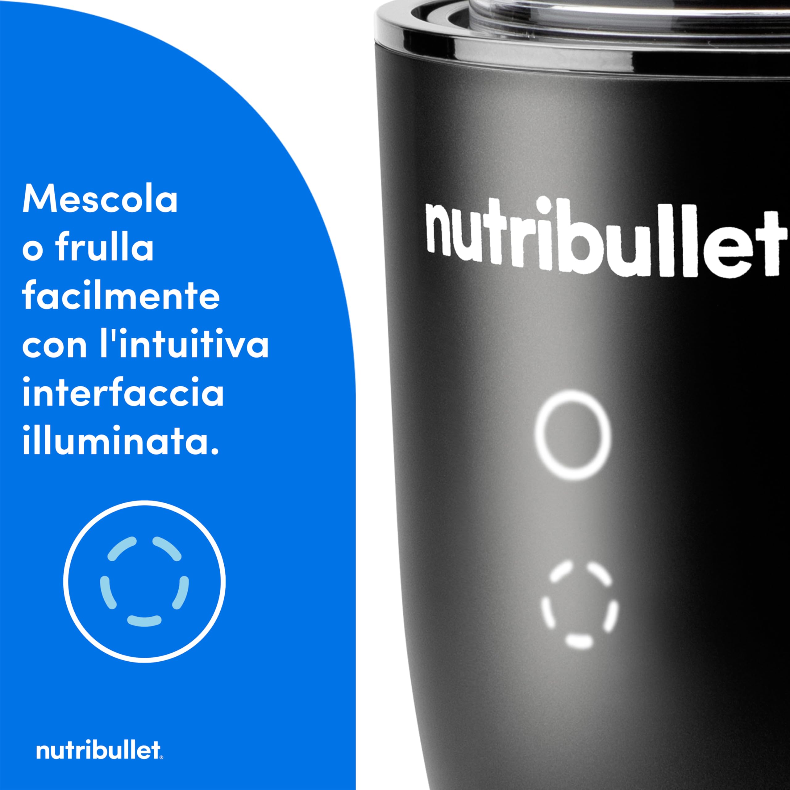nutribullet Ultra NB1206MB, Frullatore con Contenitore in Tritan, Lame in Acciaio Inossidabile, Frullatore Elettrico per Smoothie, Bicchieri da 900ml e 700ml, 2 Coperchi To-Go, 1200W, Grigio