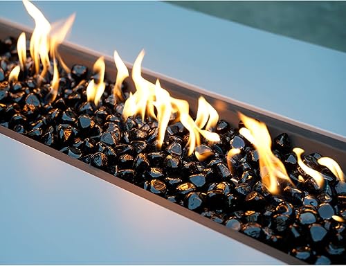 Miniatura 4 de Mr. Fireglass Diamantes mezclados de vidrio de fuego de 10 libras para chimenea, hoguera y paisaje lanscaping, rocas de fuego negras de ónix de 1