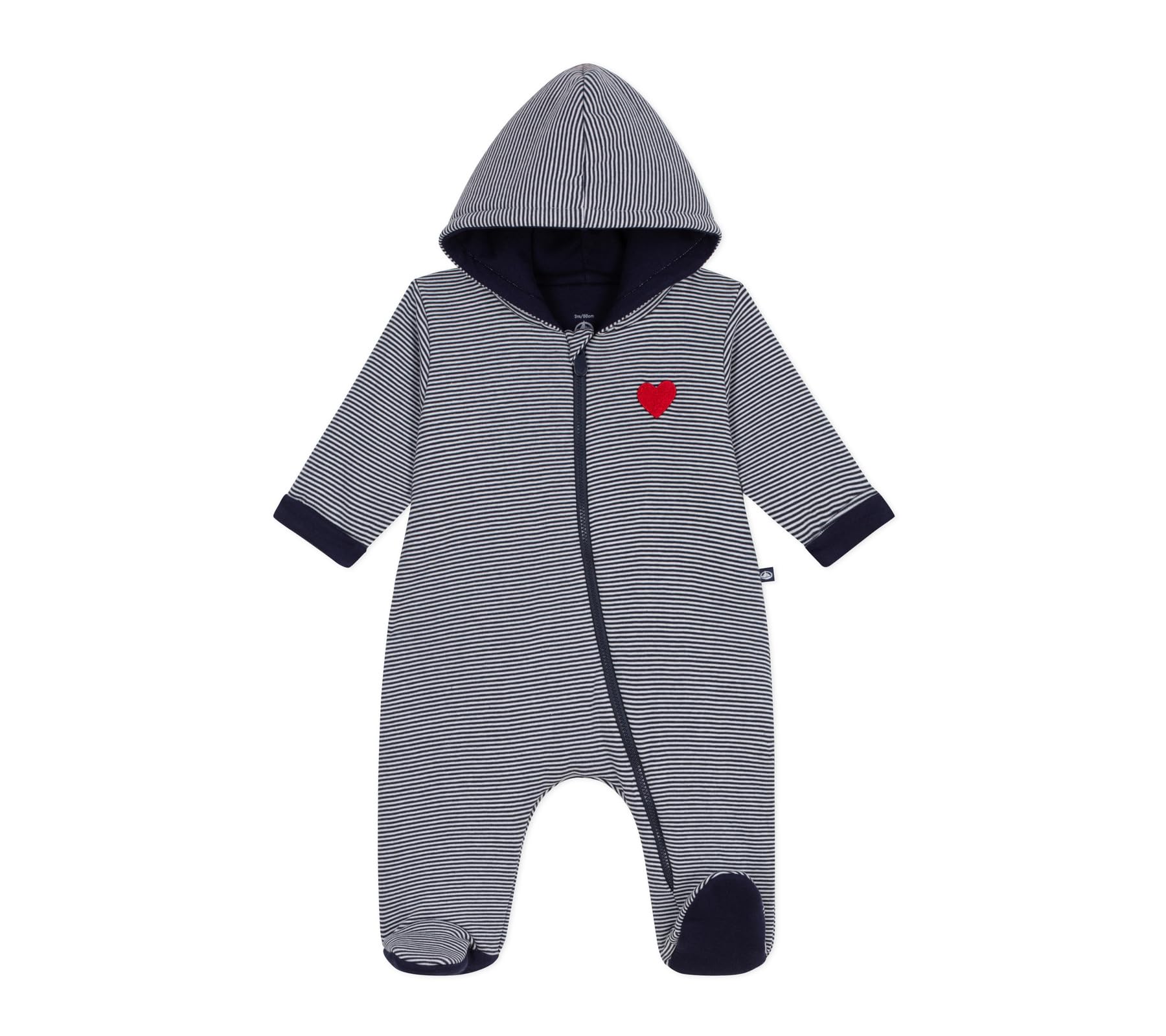 Pe Bateau Wattierter Baby-Overall mit Kapuze und Füßen, gestreift