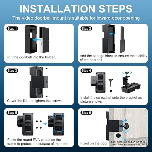 Miniatura 6 de Soporte de timbre de video antirrobo compatible con timbre de video inalámbrico RingBlink 1233 Plus42023, sin bloqueo del timbre, soporte de montaje