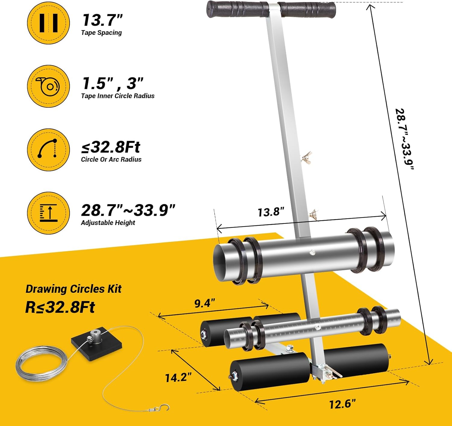 Line Striping Machine, with Drawing Circle Kit, Parking Lot Striping Machine for Driveway, Asphalt Or Concrete, Basketball Courts, Pickleball Court, Road Warning