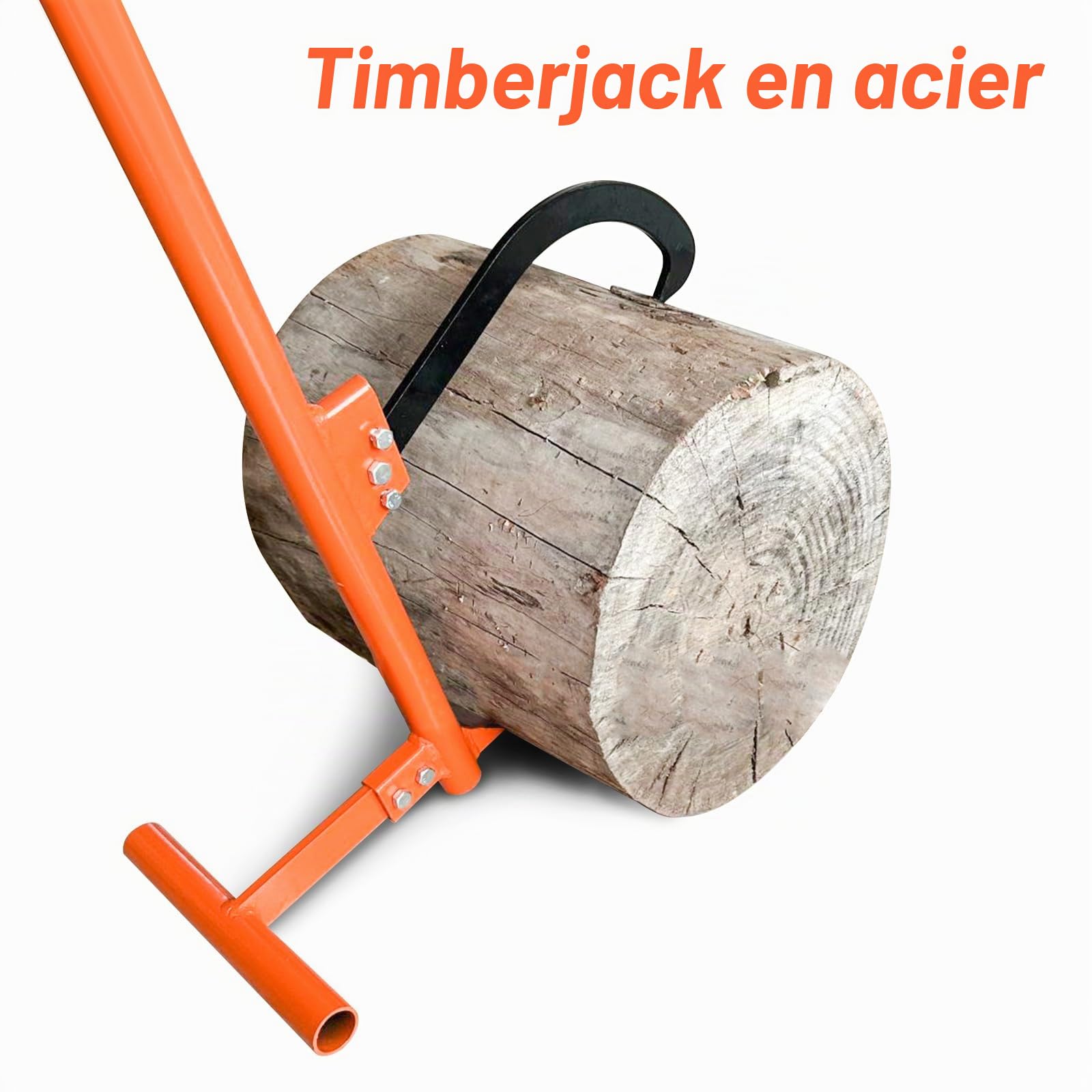 Levier d'abattage 130 cm, levier à bois, levier d'abattage avec crochet pivotant, ouverture max 32 cm, levier à grume forgé avec crochet pivotant et poignée antidérapante, levier pour l'abattage