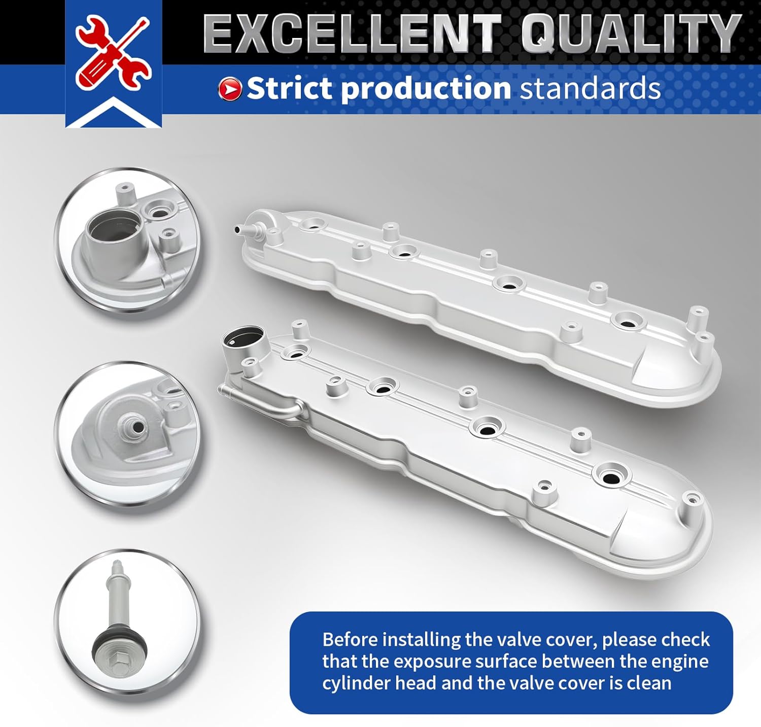 264-969 Aluminium Engine Valve Cover Passenger & Driver Side Compatible with Express 1500/2500/3500 Avalanche Caprice Savana Yukon 2009-2019 4.8L 5.3L 6.0L 6.2L 12642655 12637684
