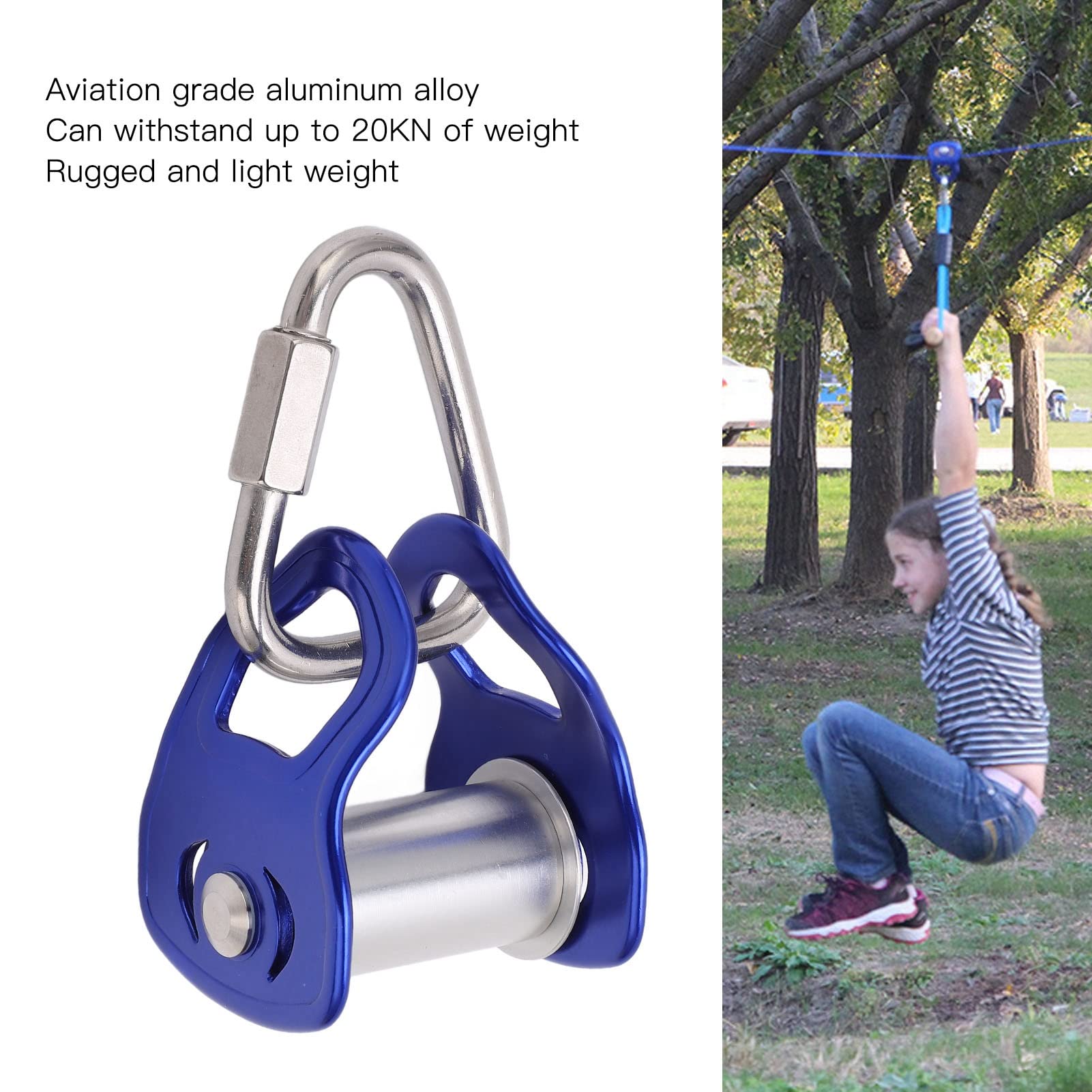RiToEasysports Poulie Slackline en Alliage D'aluminium pour Enfants et Adultes, Tyrolienne de Poulie de Sport en Plein Air, Glisse Facilement, Utilisation Polyvalente