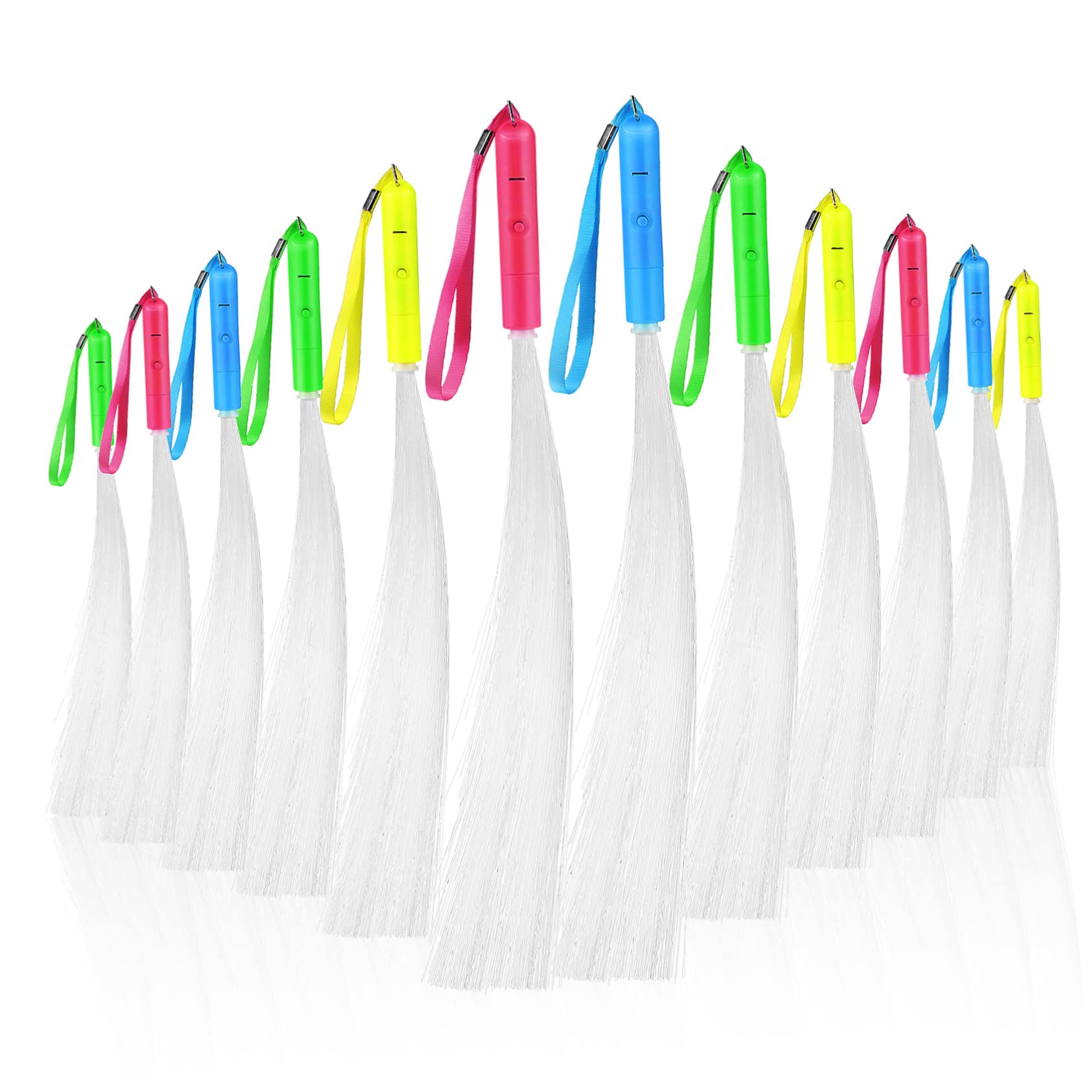Gogogmee 12Pcs Light Up Fiber Optic Wands for Parties Colorful LED Glow Sticks with Comfortable Handle Concert Props for Festivals and Events