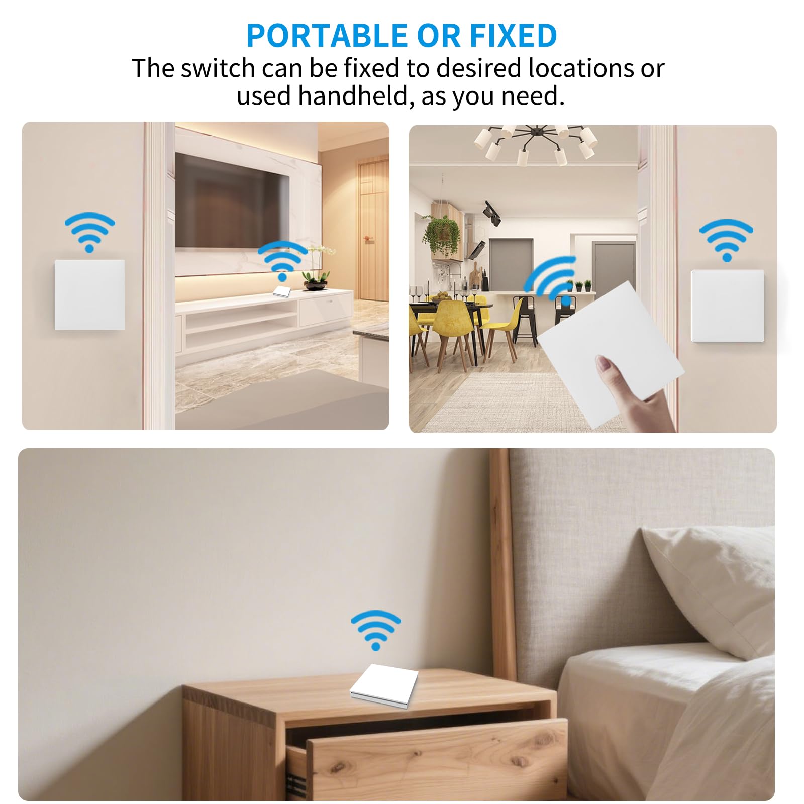 Interruptor de luz inalámbrico 230 V con receptor sin batería, juego de interruptor inteligente inalámbrico AC 100-240 V, interruptor de luz inalámbrico 10 A RF433, interruptor inalámbrico para