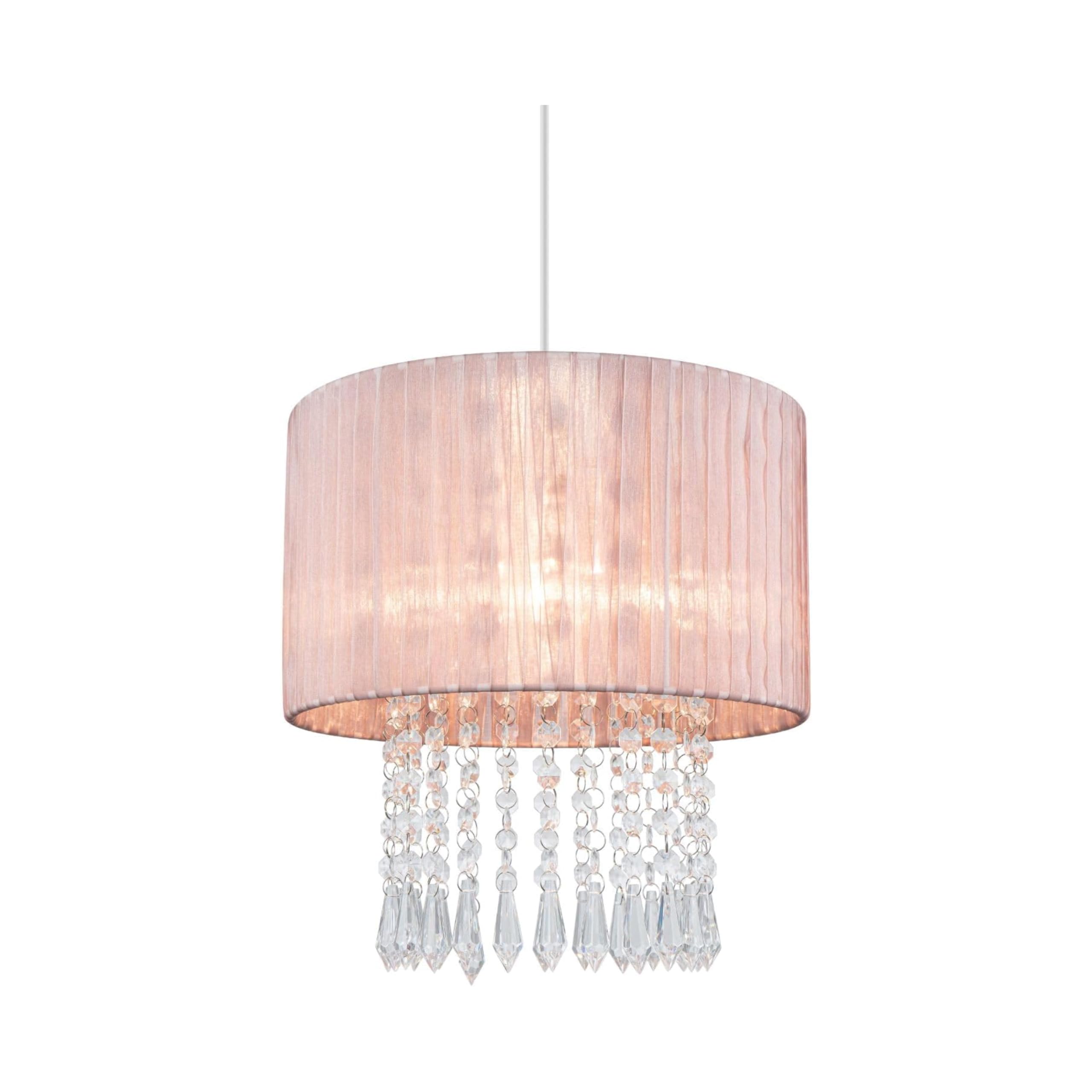 Cosylyte Winni Pink Beaded Voile Pendant Light - Easyfit Shade Modern Luminaire