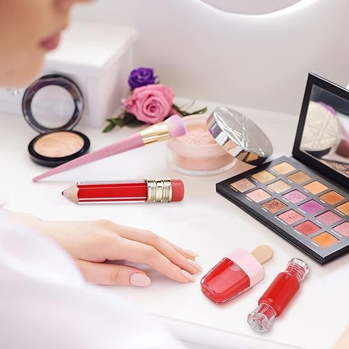 Miniatura 7 de Juego de 28 tubos de brillo de labios vacíos, 8 tubos de bálsamo labial en forma de helado, 8 recipientes de brillo labial en forma de lápiz, 8