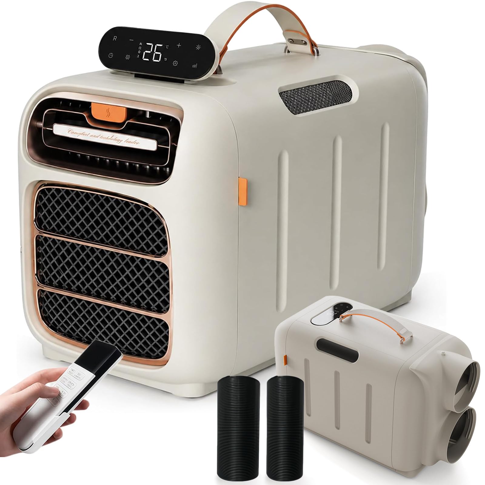 Aire Acondicionado Portátil de Doble Manguera de 4800 BTU y 220 V | 4 en 1: refrigeración, deshumidificación, ventilador y modo nocturno, para RV, camper, tienda, oficina y espacios pequeños