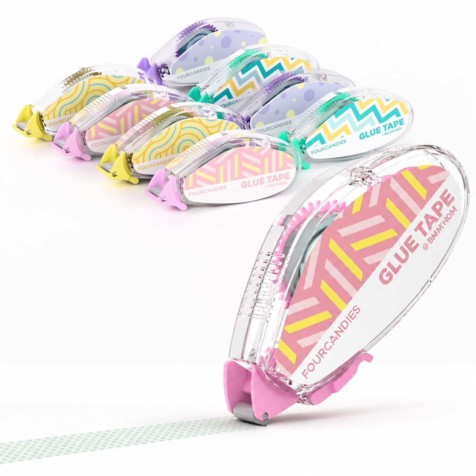 Four Candies Double Sided Tape Roller for Scrapbooking, 8 Pack